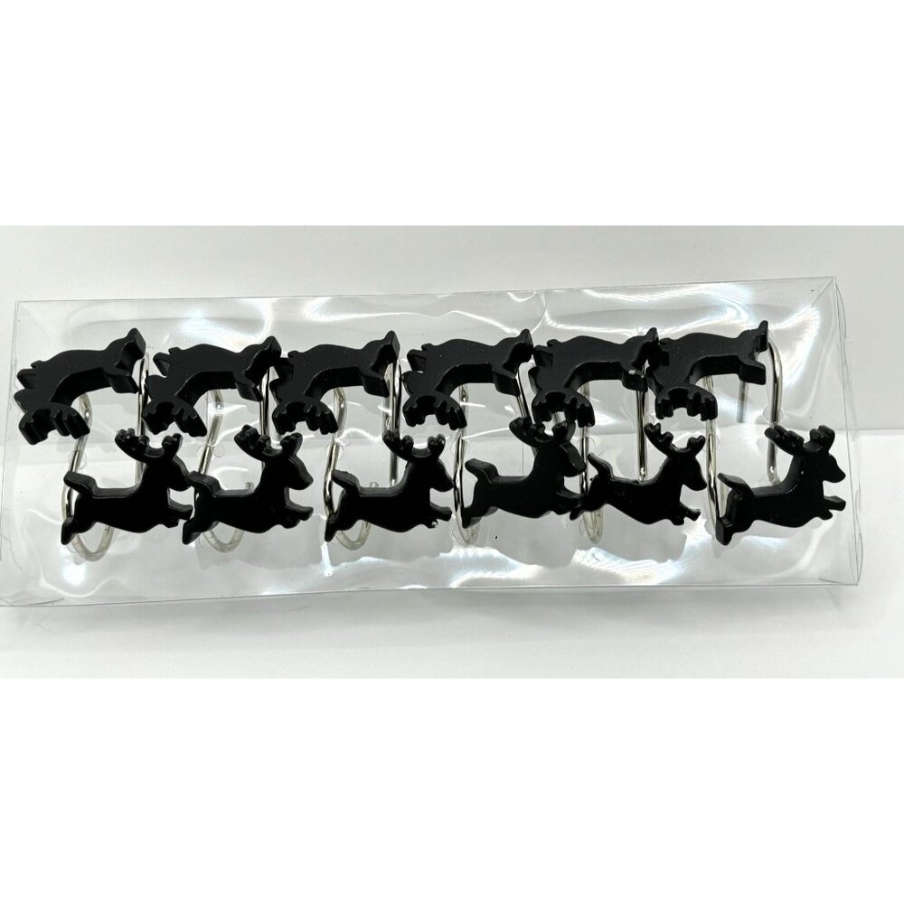 Black Deer Shower Curtain Hooks - Set Of 12